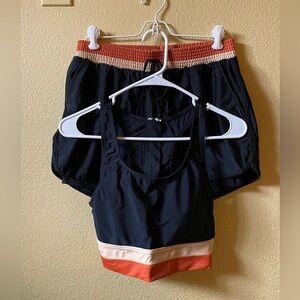 SeaFancy swimsuit black & orange stripes 2-piece